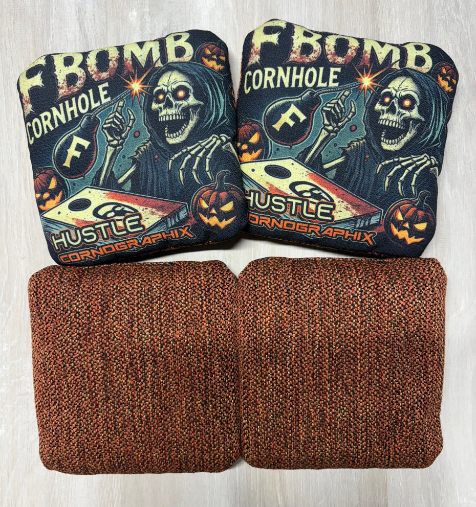 Hustle "Halloween Skelly 2025 by FBomb Cornhole" Cornhole Bags