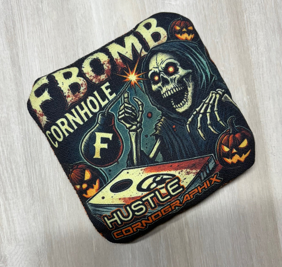 Hustle "Halloween Skelly 2025 by FBomb Cornhole" Cornhole Bags