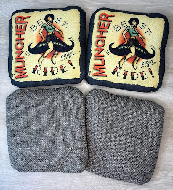 Mustache Ride cornhole bag